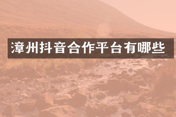 漳州抖音合作平台有哪些