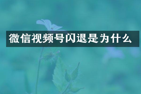 微信视频号闪退是为什么