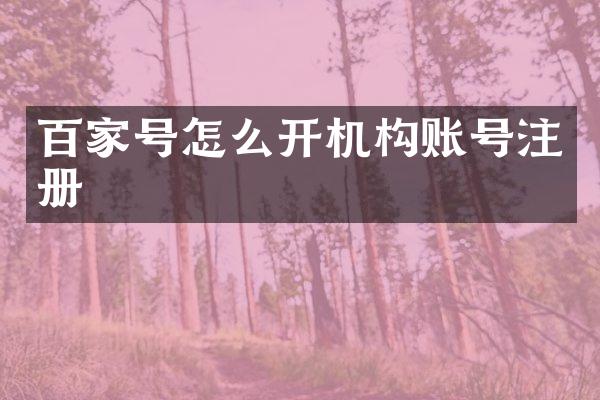 百家号怎么开机构账号注册