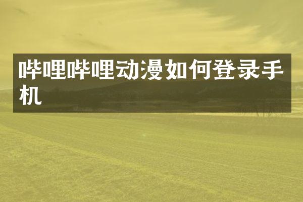 哔哩哔哩动漫如何登录手机