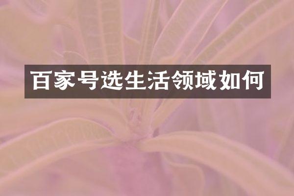 百家号选生活领域如何