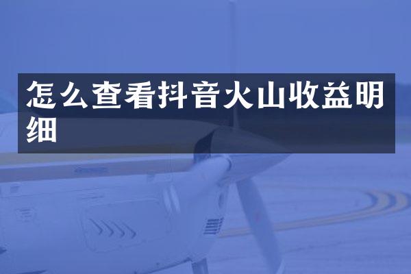 怎么查看抖音火山收益明细