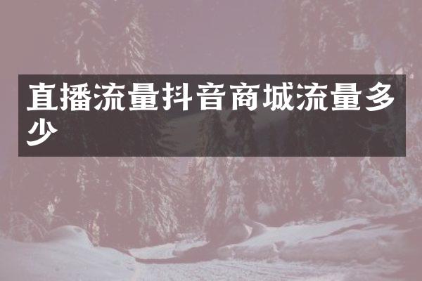 直播流量抖音商城流量多少