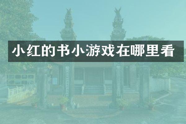 小红的书小游戏在哪里看