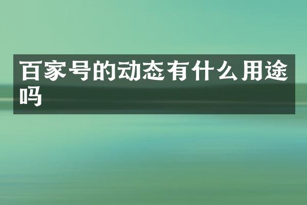 百家号的动态有什么用途吗