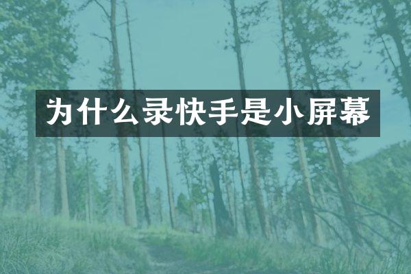 为什么录快手是小屏幕