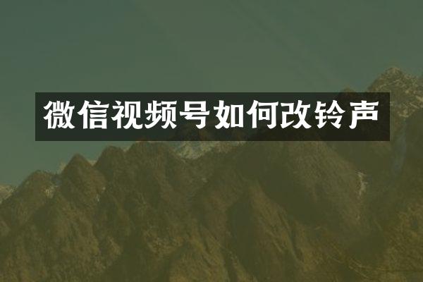 微信视频号如何改铃声