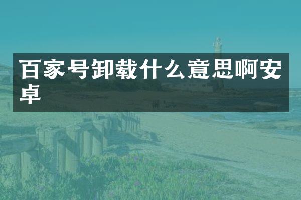 百家号卸载什么意思啊安卓
