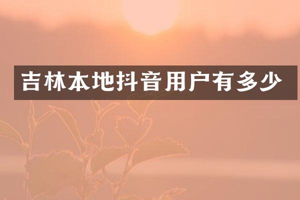 吉林本地抖音用户有多少