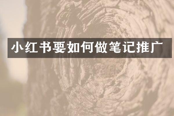 小红书要如何做笔记推广