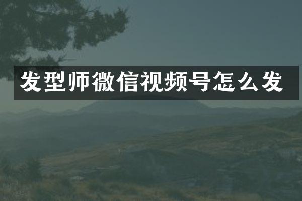 发型师微信视频号怎么发