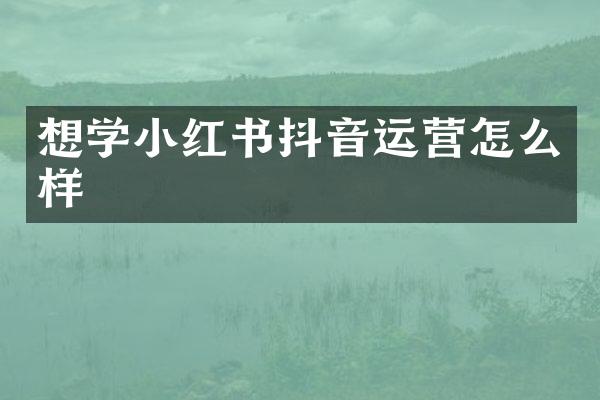 想学小红书抖音运营怎么样