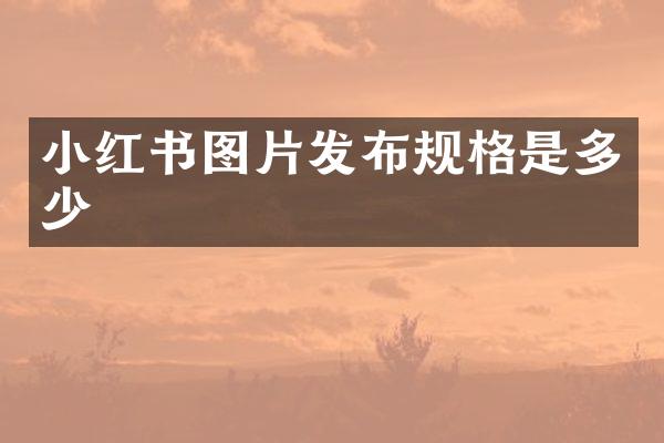 小红书图片发布规格是多少