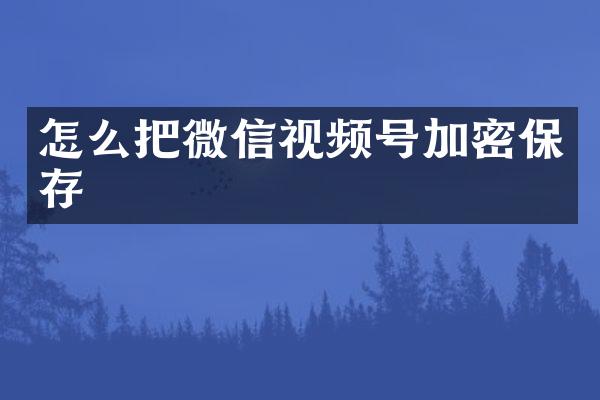 怎么把微信视频号加密保存
