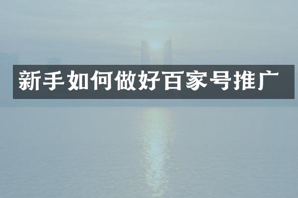 新手如何做好百家号推广