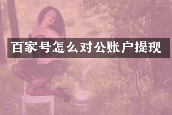 百家号怎么对公账户提现