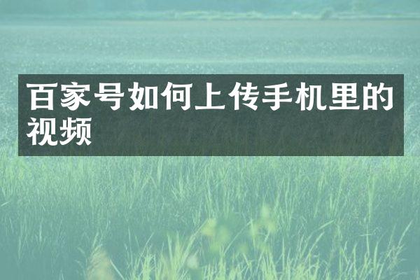 百家号如何上传手机里的视频