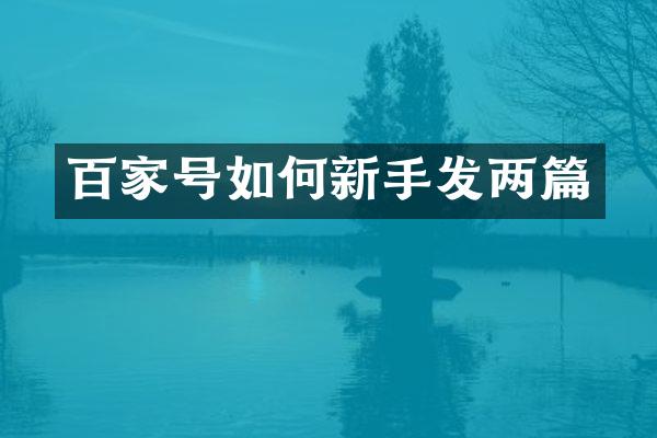 百家号如何新手发两篇