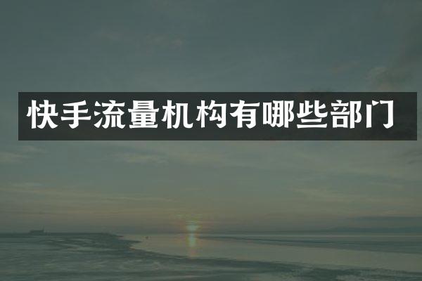 快手流量机构有哪些部门