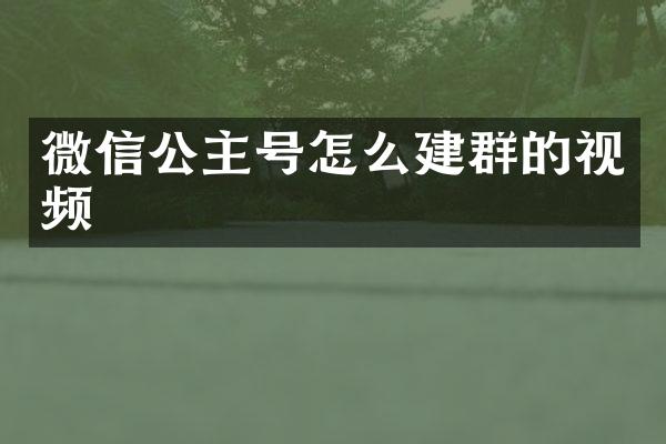 微信公主号怎么建群的视频