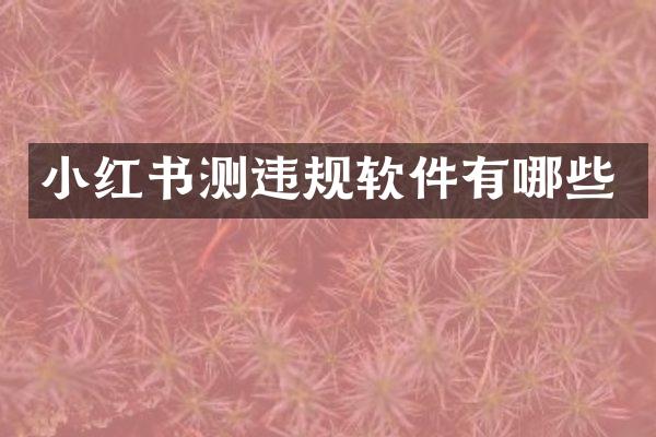 小红书测违规软件有哪些