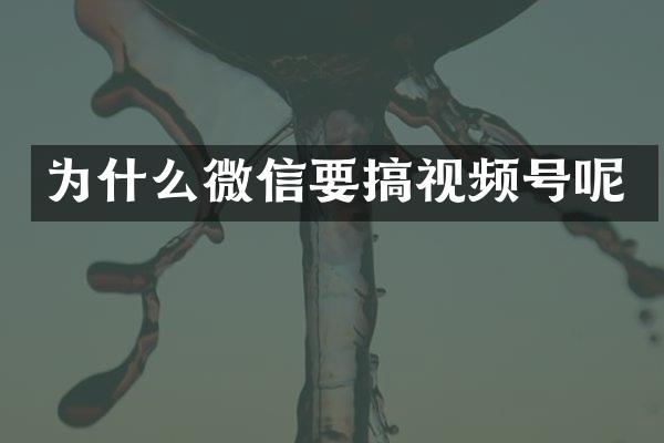 为什么微信要搞视频号呢