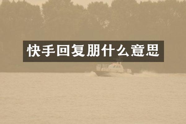 快手回复朋什么意思