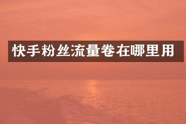 快手粉丝流量卷在哪里用