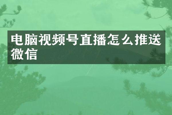 电脑视频号直播怎么推送微信