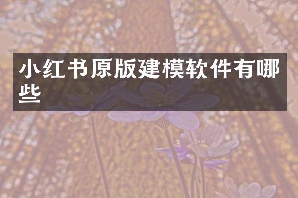 小红书原版建模软件有哪些