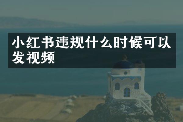 小红书违规什么时候可以发视频
