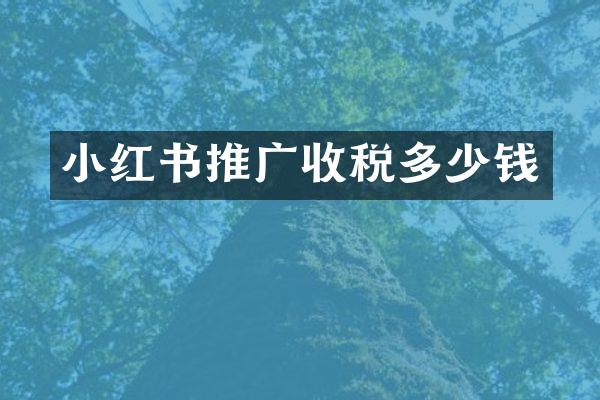 小红书推广收税多少钱