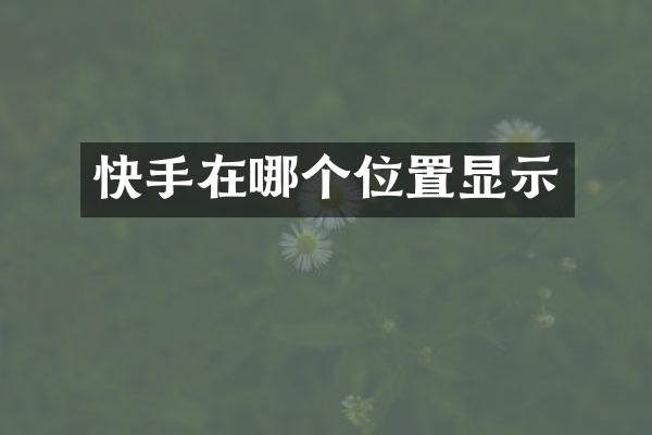 快手在哪个位置显示