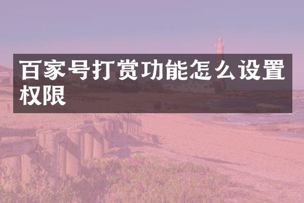 百家号打赏功能怎么设置权限