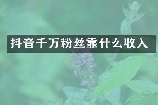 抖音千万粉丝靠什么收入