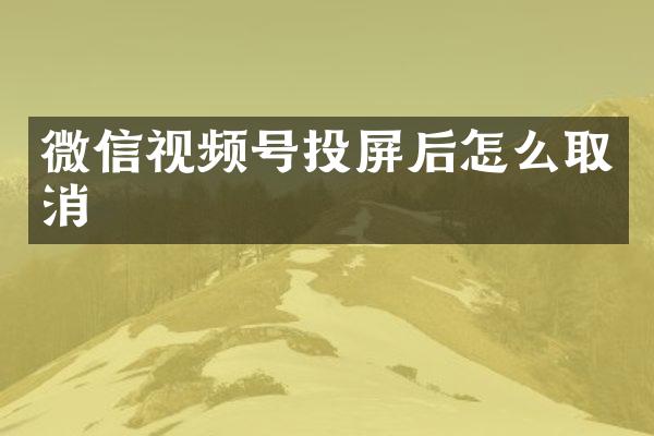 微信视频号投屏后怎么取消