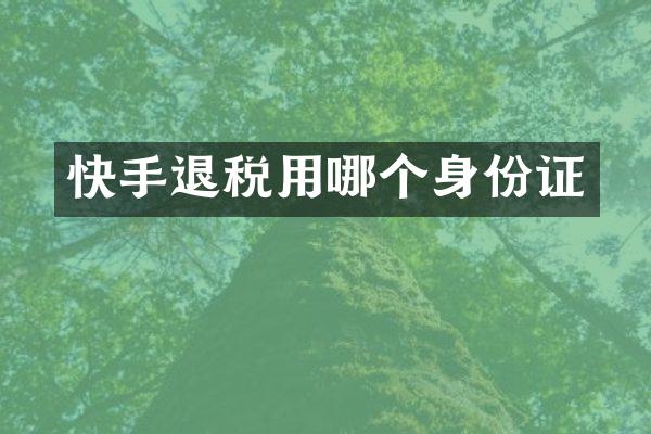 快手退税用哪个