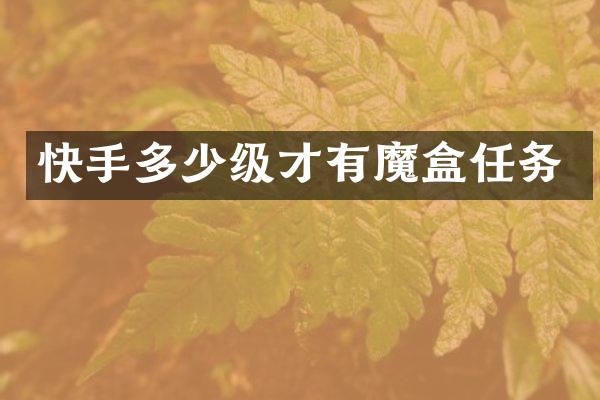 快手多少级才有魔盒任务