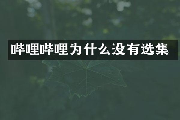 哔哩哔哩为什么没有选集