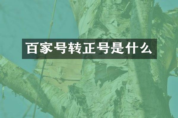 百家号转正号是什么