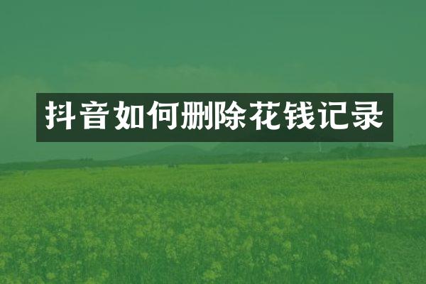 抖音如何删除花钱记录