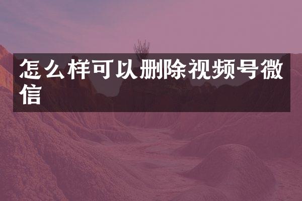 怎么样可以删除视频号微信