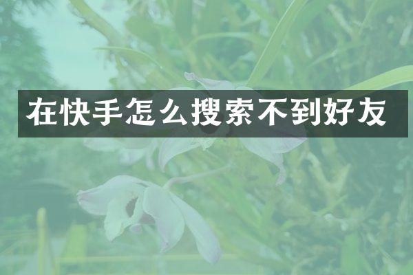 在快手怎么搜索不到好友