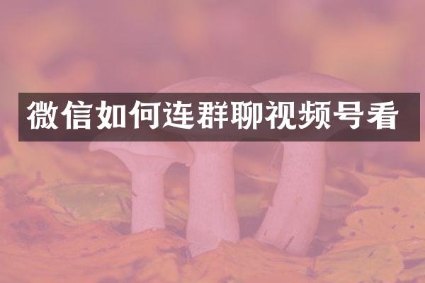 微信如何连群聊视频号看