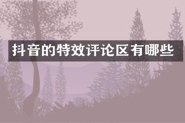 抖音的特效评论区有哪些