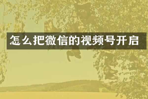 怎么把微信的视频号开启
