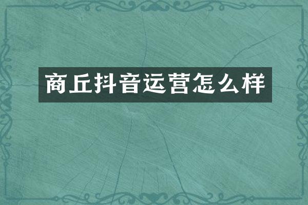 商丘抖音运营怎么样
