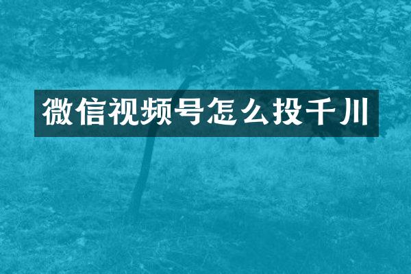 微信视频号怎么投千川