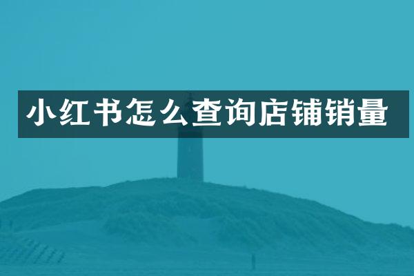 小红书怎么查询店铺销量