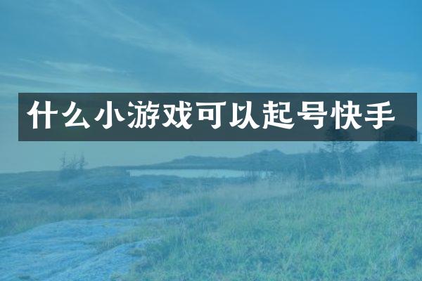 什么小游戏可以起号快手